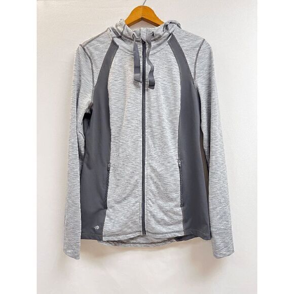 Ideology Womens Hooded Zip up Athletic Activewear Jacket Grey Space dye Sz M - Picture 1 of 9